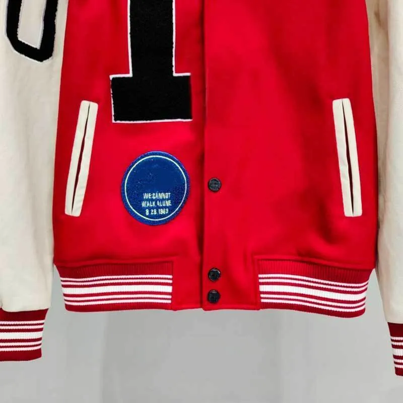 Мужские куртки Университетская куртка Кожаная куртка с рукавами Письмо Мужские красные черные куртки Стили регулируемой куртки Бейсбольные пальто высокого качества на заказ RT32