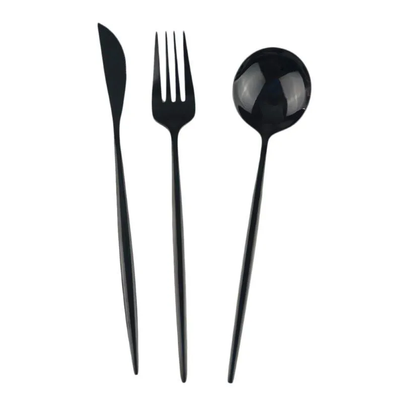 Set di 24 posate da tavola in acciaio inossidabile 18/10, set di posate in oro nero, coltello e forchetta, cucchiaio, posate da cucina, regalo per feste, matrimonio