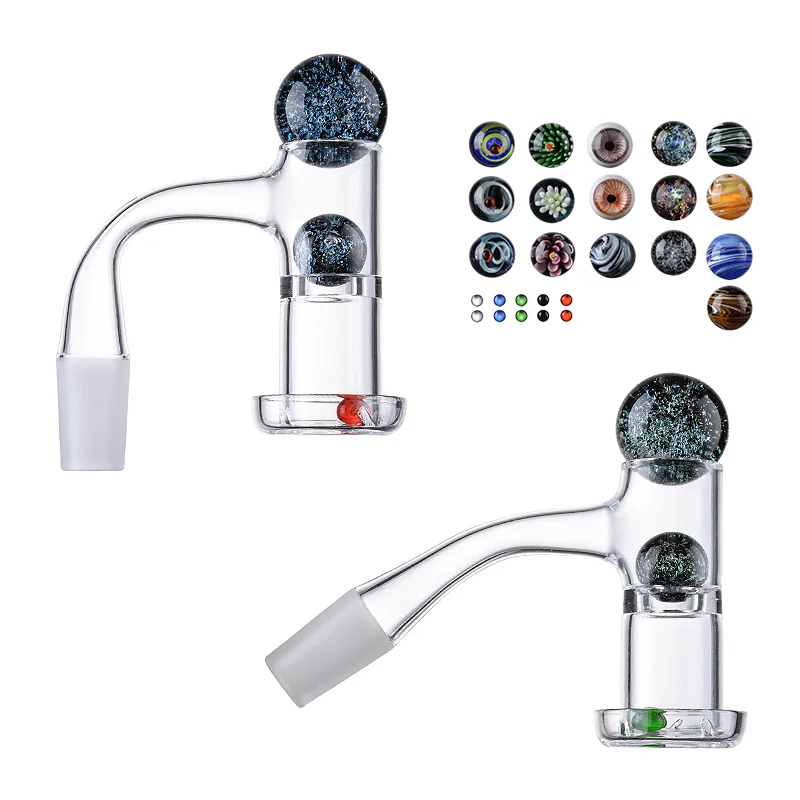 Accessoires pour fumeurs de 2 mm d'épaisseur sans couture entièrement soudés Quartz Bangers Terp Slurper bord biseauté 10 mm 14 mm joint mâle avec Ruby Pearl Splash Guard Quartz Banger Nail