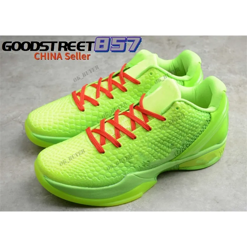 Grade school 2021 Black Mamba 6 Grinch Casual shoes sneakers store men women good Basketball shoe outlet size 36-46 CW2190-300