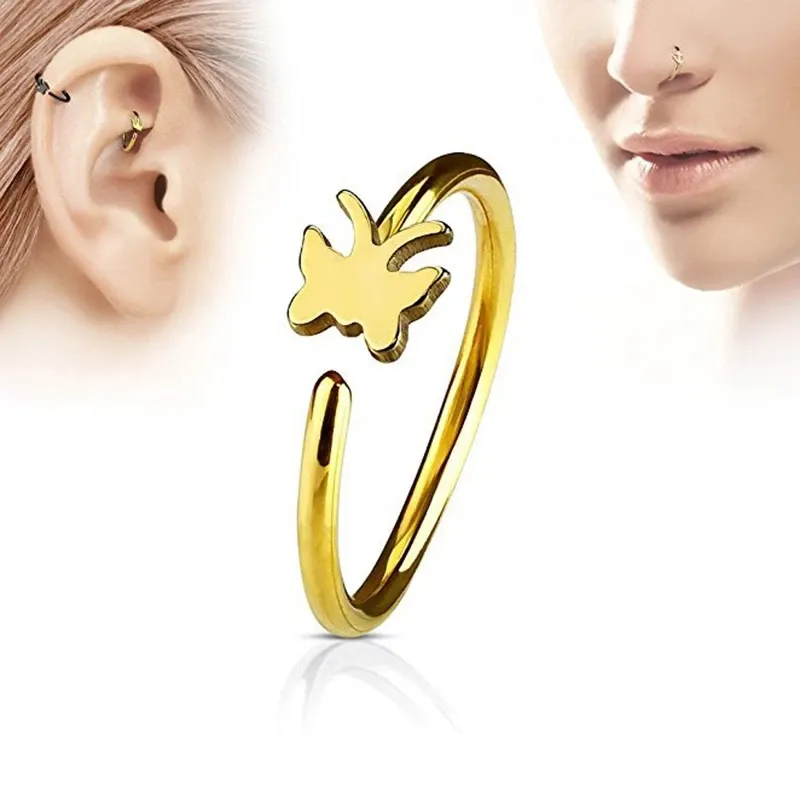 Butterfly Nose Pierścienie Non Piercing Clip On Nos Ring Indian Style Motyl Nose Mankiet Fake Piercing Biżuteria