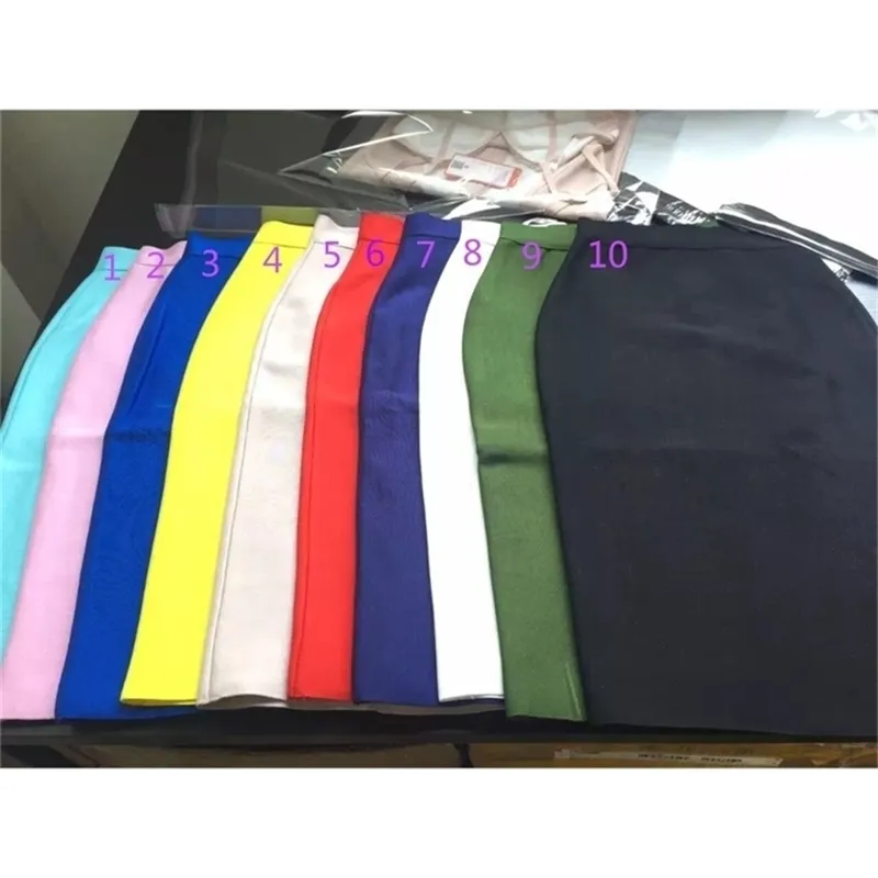 12 couleurs Top qualité solide genou longueur rayonne serré bandage jupe fête moulante 210619