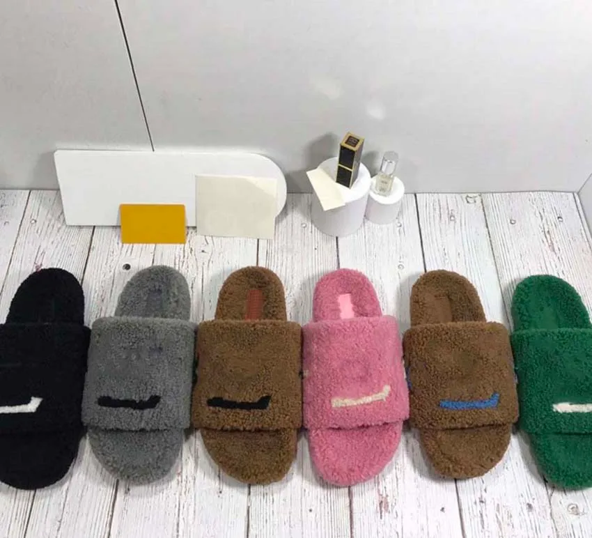 Tassen Designer Dames Schoenen Slipper Hotel Indoor Katoen Pluche Pluizige Slippers Sui voor Lente Herfst Winter Stijlvol Warm en