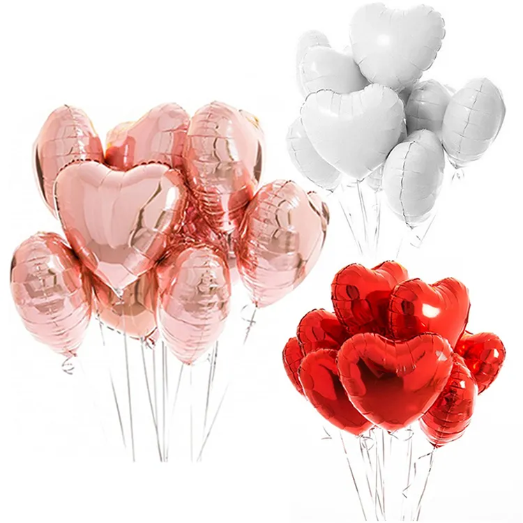 10pcs / set 18 POUCES Multi Or Rose Coeur Feuille Ballons Hélium Ballon Décorations De Fête D'anniversaire Enfants Adulte Mariage Saint Valentin Ballons