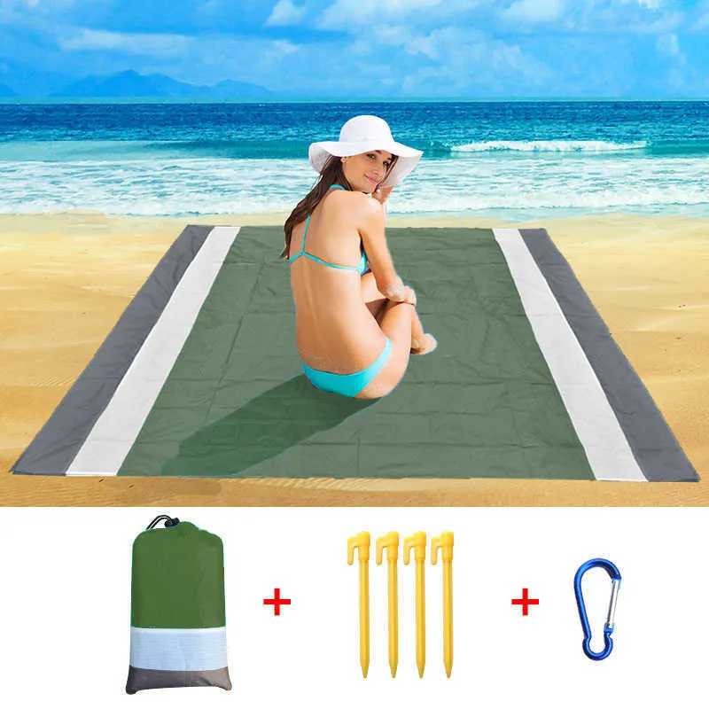 Coperta Da Spiaggia Impermeabile 200x210 Cm - Anti Sabbia, Con Picchetti, Per Picnic E Campeggio - Foto 9