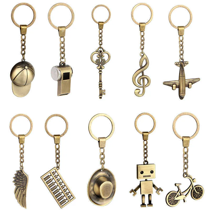 Nouveau pendentif rétro accessoires exquis chapeau de Cowboy boulier avion Robot sifflet vélo pendentif porte-clés G1019