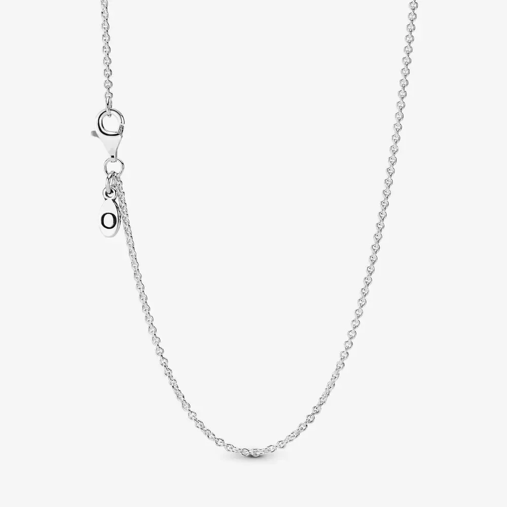 100 ٪ 925 Sterling Silver Classic Cable Chain Necklace Fit Topeans Pendants and Charms Fine Wedding Jewelry Gift