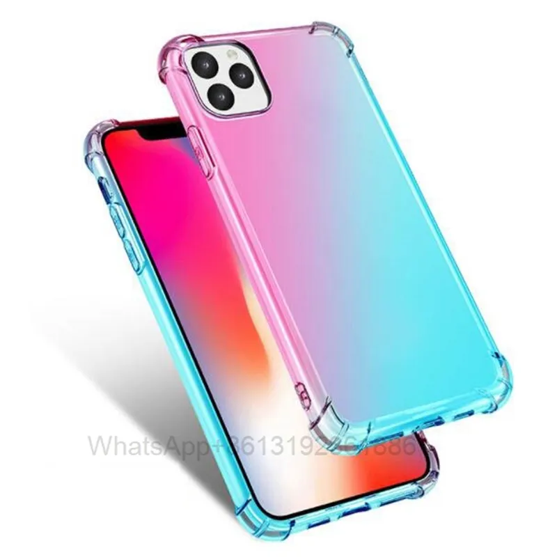 Gradiënt schokbestendige zachte TPU-hoesjes voor iphone 13 pro max 12 mini 11 xr XS x 8 7 6 5 SE iphone13 vier hoeken airbag air tas anti shock