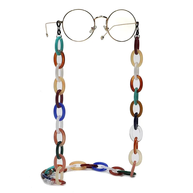 Sommarharts akrylplast Multi-Color Eyeglasses Kedja Enkel Mode Kvinnor Glasögon Kedja Non-Slip Glasögon