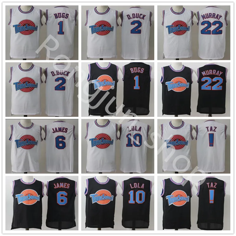 Rymd Jam Jersey Movie Tune Squad Looney Daffy Duck Bill Murray Lola Bugs Bunny Taz Tweety Michael James Curry Basketball Shorts Black White Mens