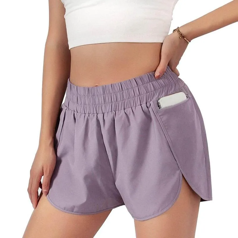 Шорты для бега женские летние спортивные взрослые сплошной цвет йога с компрессионным бельем подкладка женская спортивная одежда низ