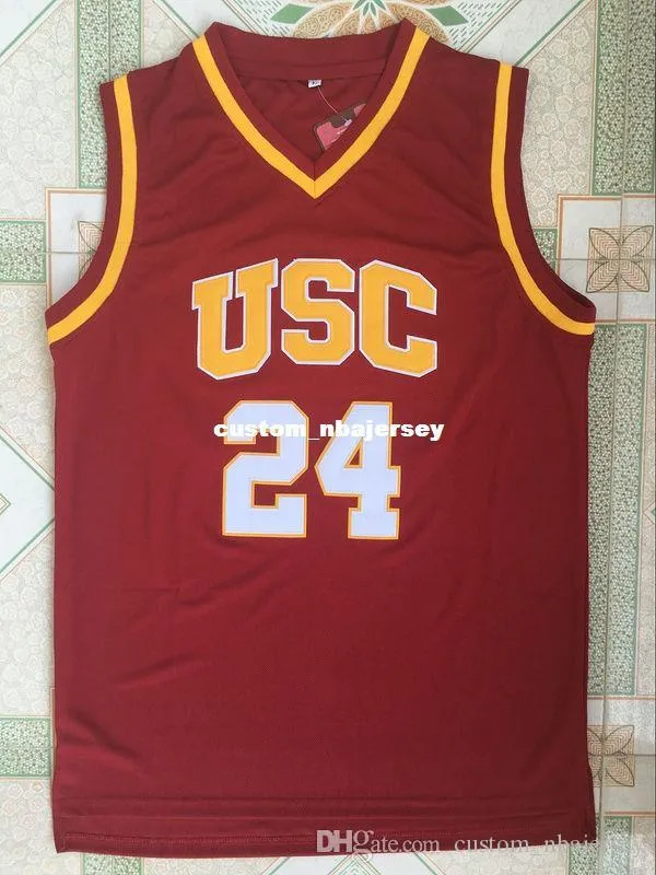 Ucuz Özel Güney Kaliforniya USC # 24 Brian Scalabrine Basketbol Formaları Kırmızı Dikiş Herhangi Bir Numara Adı Özelleştirmek Erkek Kadın Gençlik XS-5XL