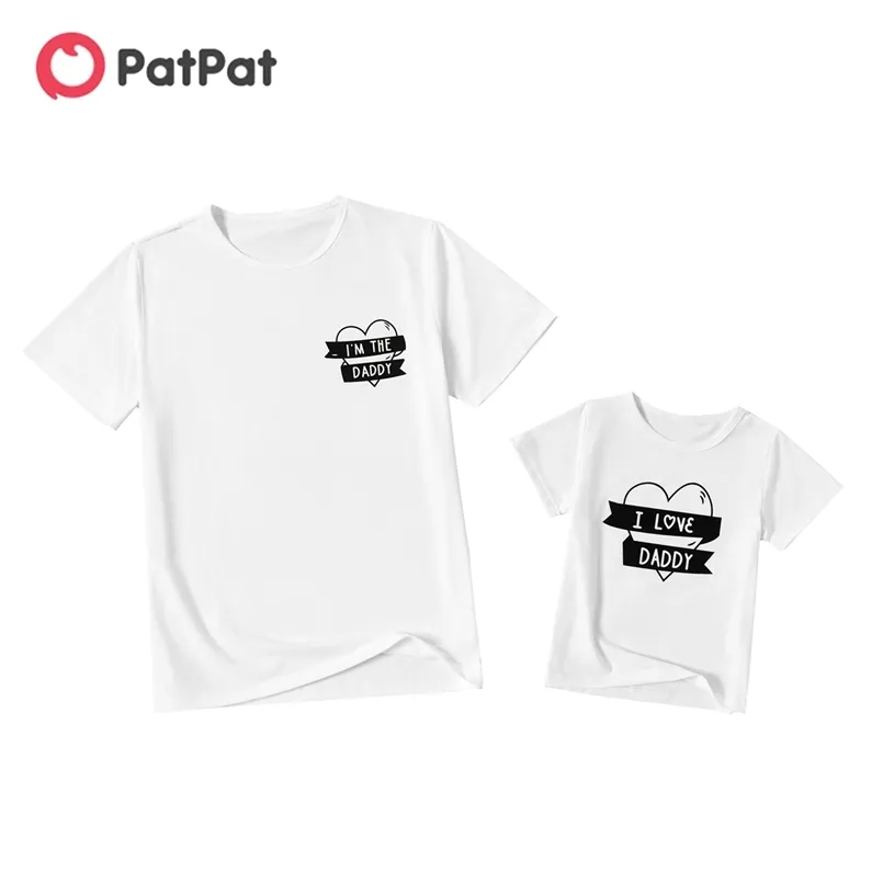 Aankomst Zomer Letter Print Witte katoenen T-shirts voor papa en mij 210528