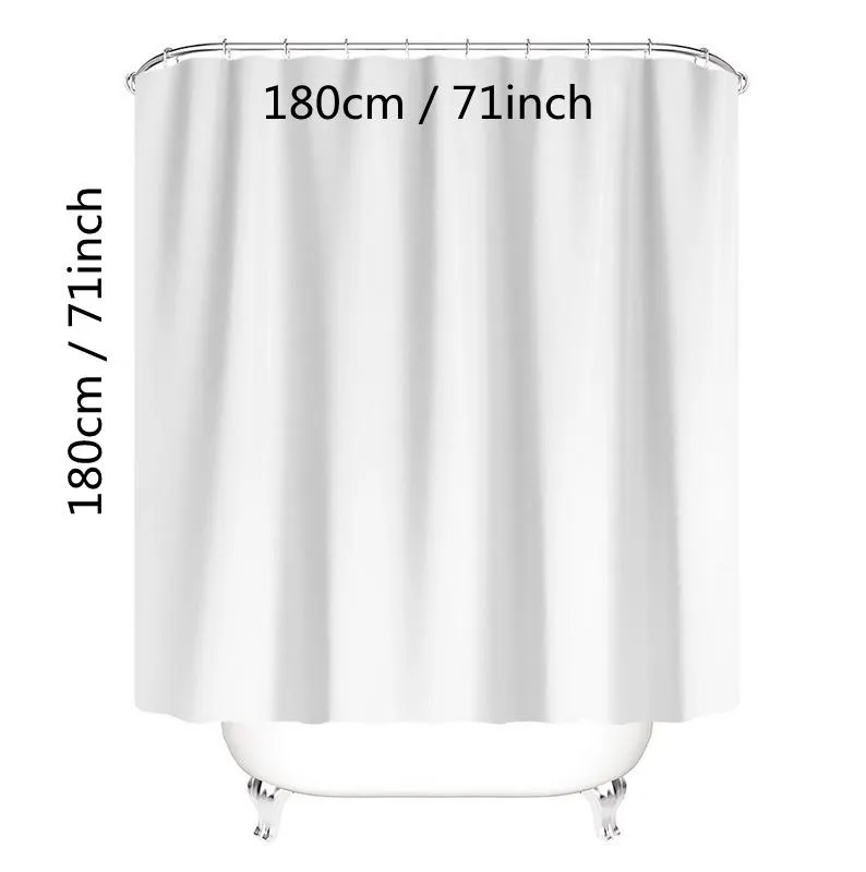 Sublimation blank waterproof shower curtain Thermal transfer Polyester Washable 2-in-1 screen Curtains with 12 Grommet Holes and hooks Hotel Quality