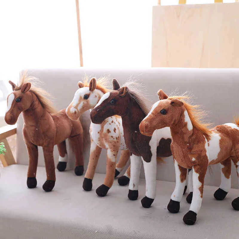 30-90 cm simulação cavalo brinquedos de pelúcia fofo staff animal zebra boneca macio realista cavalo brinquedo crianças presente de aniversário decoração Y211119