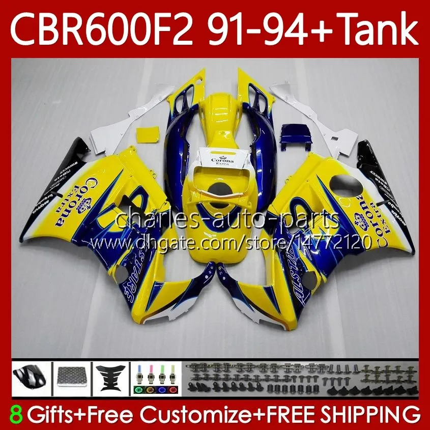 Corpo + serbatoio per HONDA CBR 600F2 600 F2 CC 600FS 91 92 93 94 Carrozzeria 63No.9 CBR600 FS CBR600F2 CBR600FS 1991 1992 1993 1994 CBR600-F2 600CC 91-94 Kit carenature giallo lucido