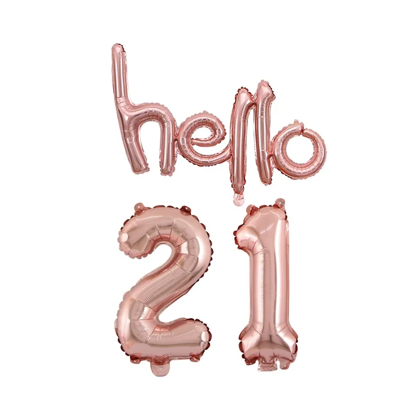 Rose Gold Hello 30 Baby Balloons Baby Shower 10/13/15/21/25th 30th Birthday  Party Decor 21 30 number Balls Inflatable Air Globos