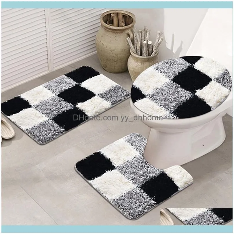 Non Slip Toilet Cover Seat European Soft Bathroom Bath Mat Floor Rug Carpet with Slip Back 3Pcs1