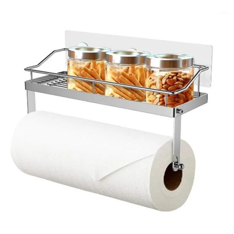 Porte-serviettes en papier adhésif, étagère de rangement de cuisine à domicile, Support mural en acier inoxydable, Support de panier, supports de toilettes