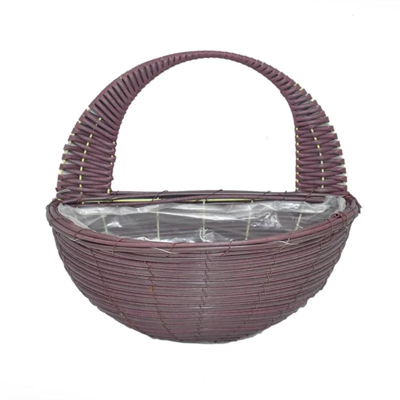 Autres fournitures de jardin Ornements de jardinage Panier Design en rotin à la mode Support de rangement en plastique Décoration d'intérieur pour plantes et clés Pot de fleurs suspendu