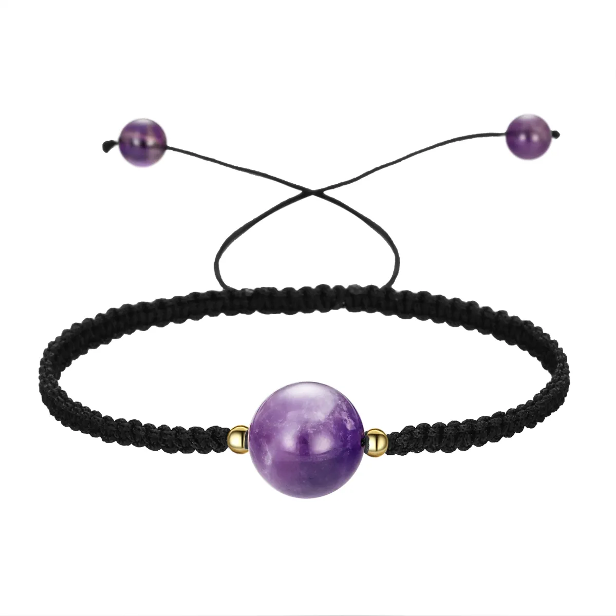 Uomo Donna Fili tessuti a mano Perline Nodo cinese fortunato Braccialetti di corda regolabili Pietra naturale Perline di onice nero Treccia Handmad264L