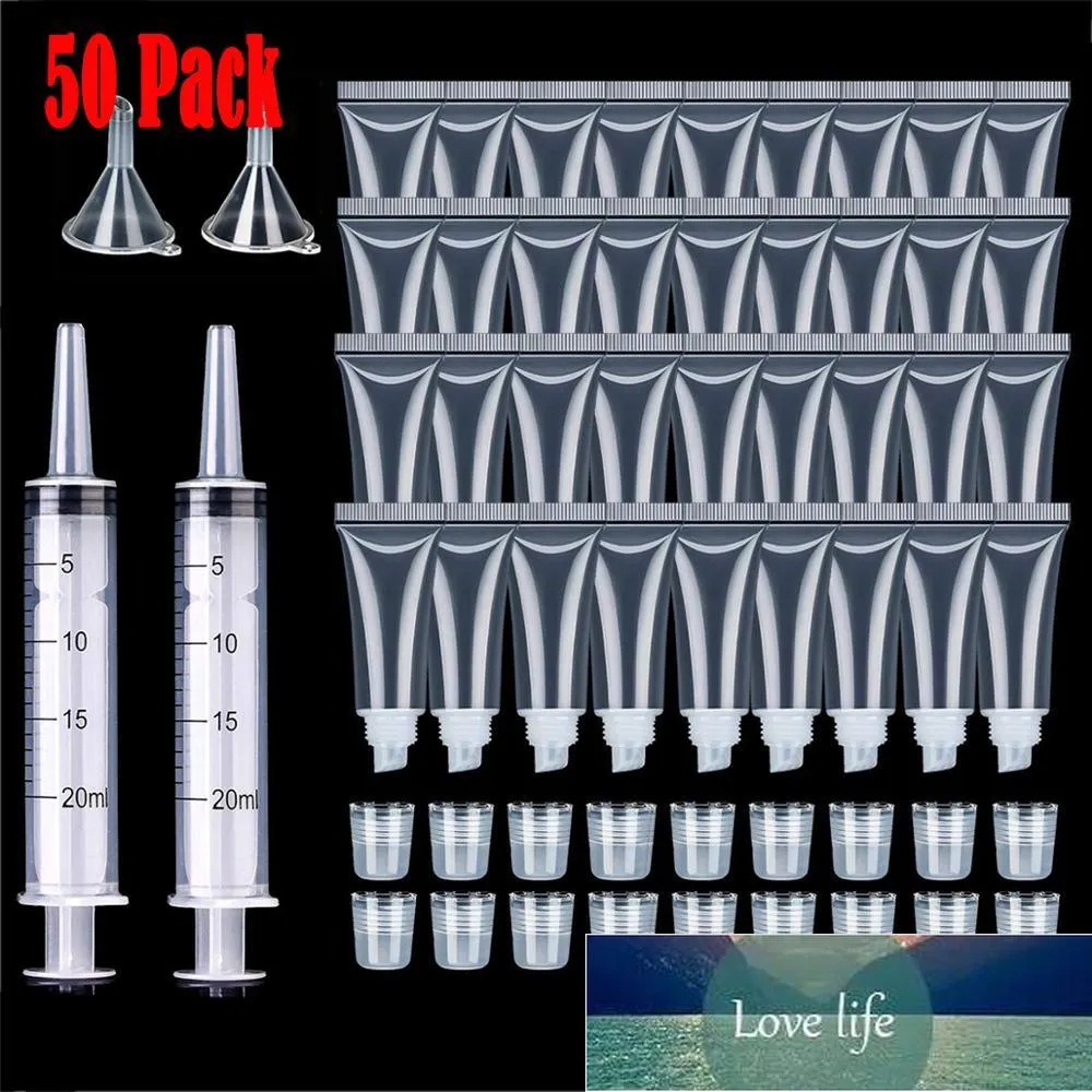 50パック10mlの空の柔らかいリップグロスの容器のボトルリップ光沢のあるチューブDIY化粧品詰め替え可能な容器2つのパックシリンジ工場価格専門の設計品質最新の