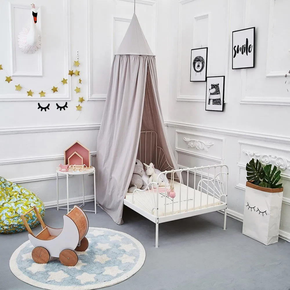 Prinzessin Bett Baldachin Moskito Kinder Mädchen Zimmer Dekor Baby Bett Net Mädchen Zimmer Dekoration Spielen Zelt Runde Kuppel Baumwolle baldachin D20 210316