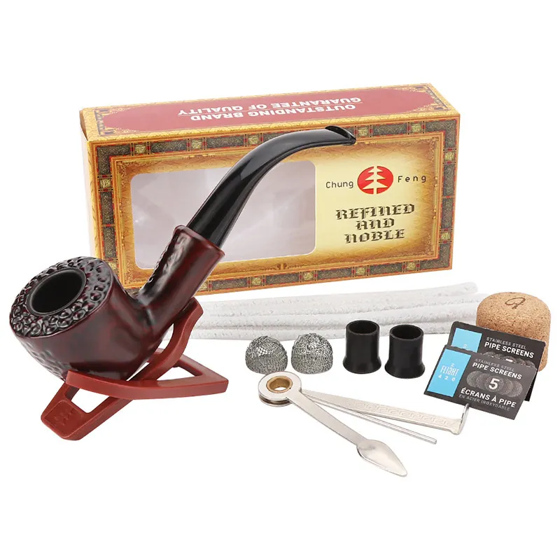 Factory Direct Sales Resin Pipe Package Burn-resistant Bakelite Pipes With a Full Set of Smoking Accessories