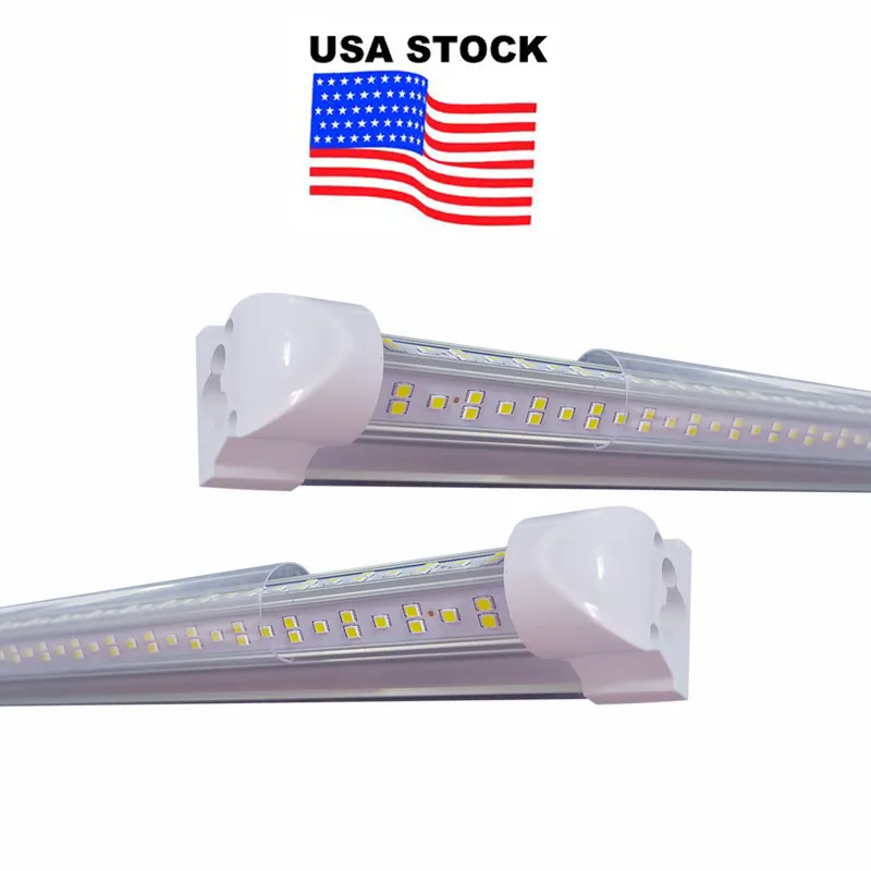 LED 8FT 튜브 V 자 모양 가게 조명 8 통합 쿨러 도어 LED 형광등 더블 글로우 조명 AC 85V-265V 차고에 대 한 LED 가게 조명