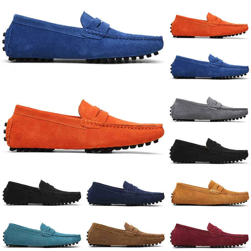 Zapatos 2021 Correr Nuevo jogging Casual Venta Negro Rosa Azul Gris Naranja Verde Marrón Mens Resbalón en LazyLeather PeasOutdoor Jogging