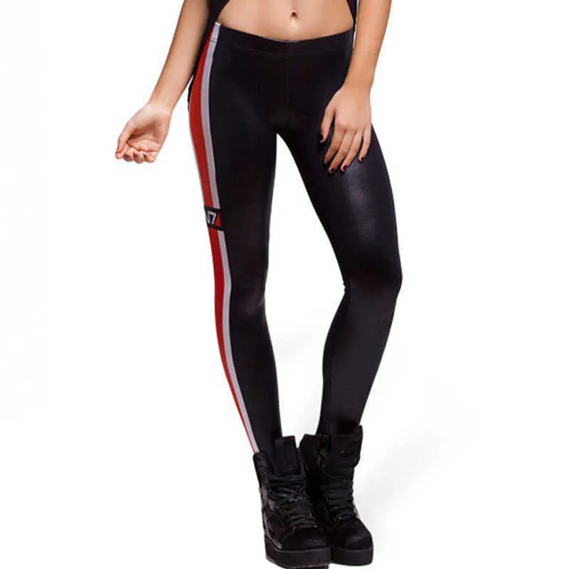 American Design Red Striped Printed Galaxy 7 8 Gym Leggings For