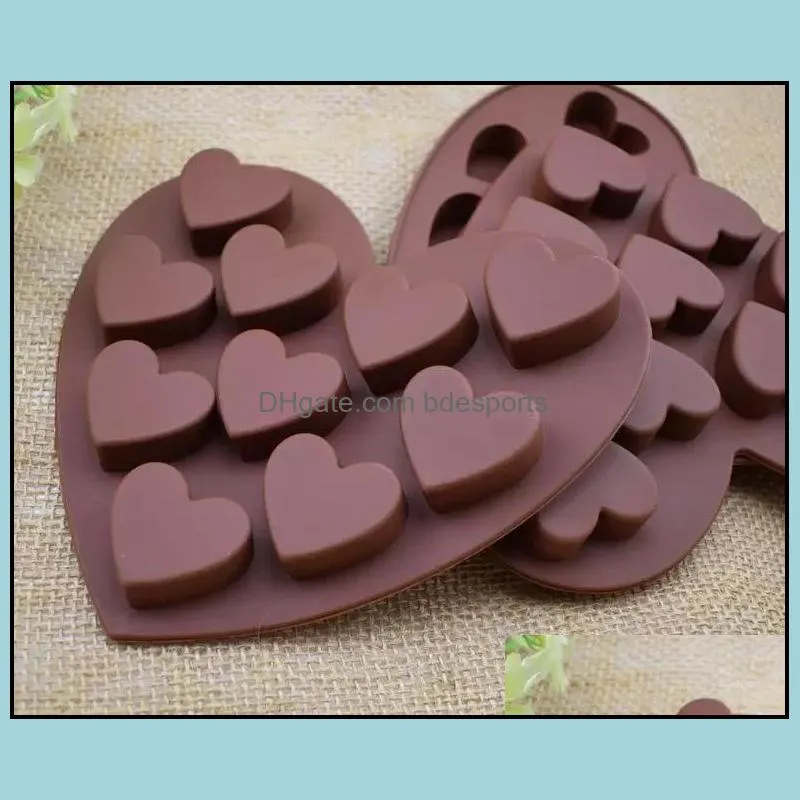 Baking Moulds10 Even Silicone Chocolate Mould Heart Shape DIY Cake Mold Love Ice Tray Jelly Soft Candy Molds Soap Bake Kitchen Tools