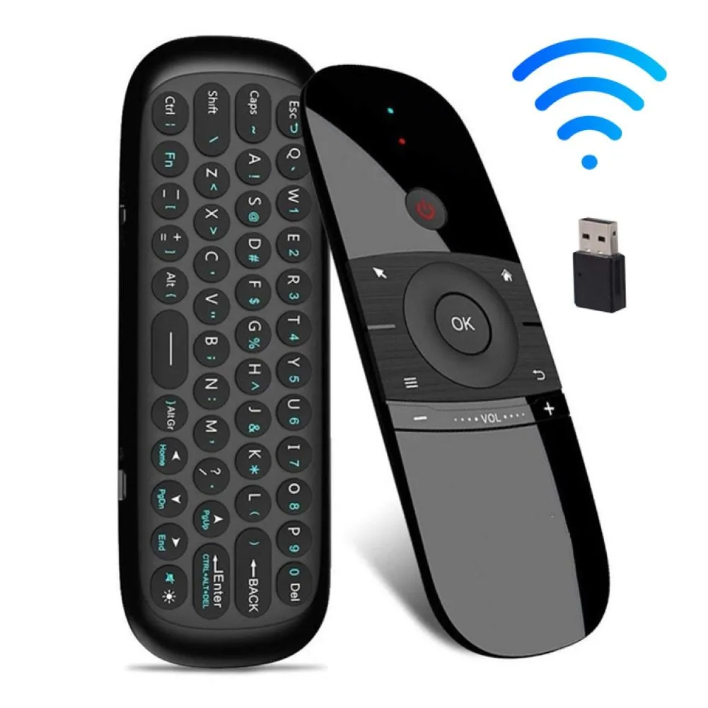 W1 Fly Hava Mouse Kablosuz Klavye Mouse 2.4G Akıllı Android TV Kutusu Mini PC için Mini Uzaktan Kumanda Rechargeble Mini PC