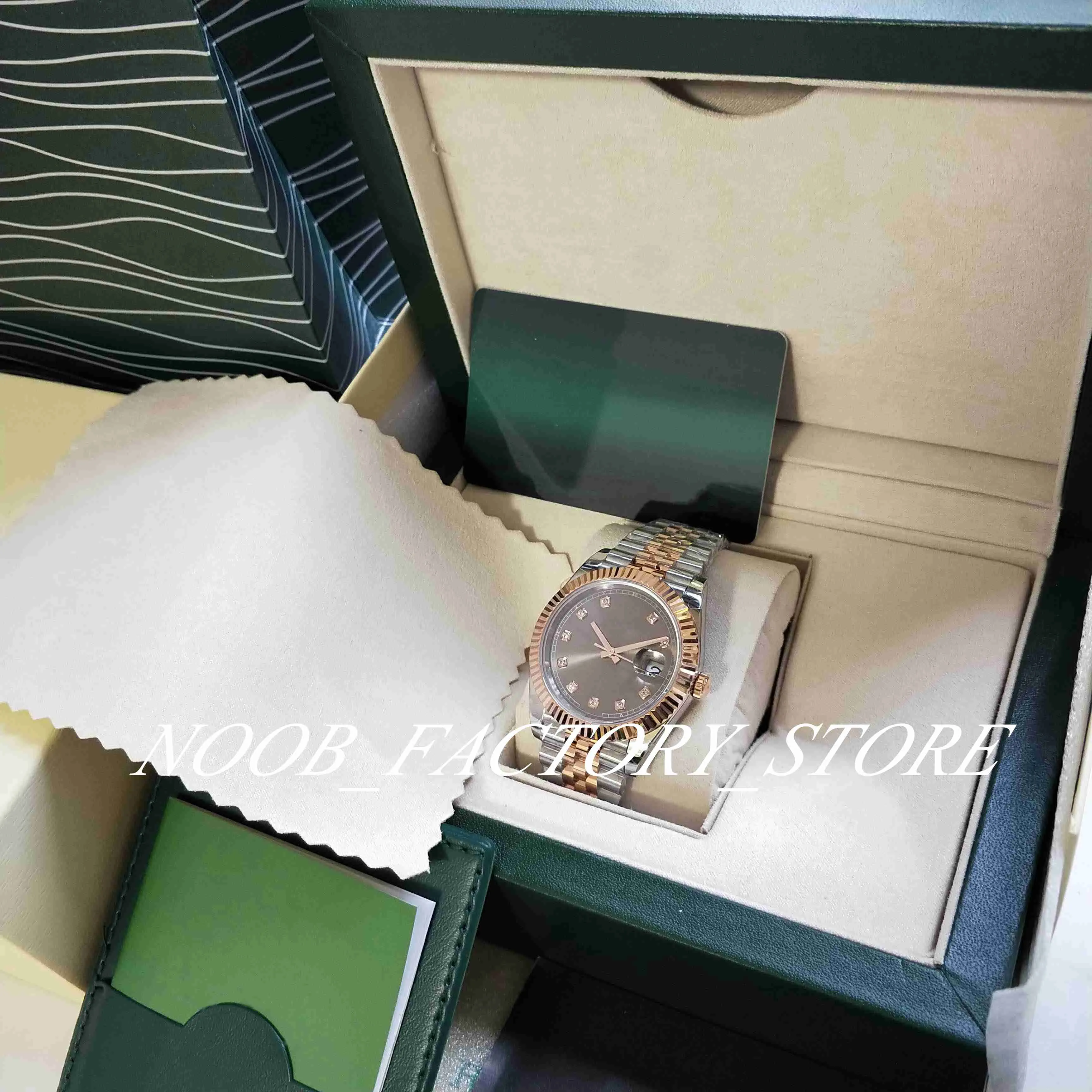 Classic Watch Mens 41mm Män Storlek BP Fabrik 126331 Jubileum Rem Automatisk rörelse Rose Gold Rostfritt Stål Sundust Diamant Dykning med Original Box