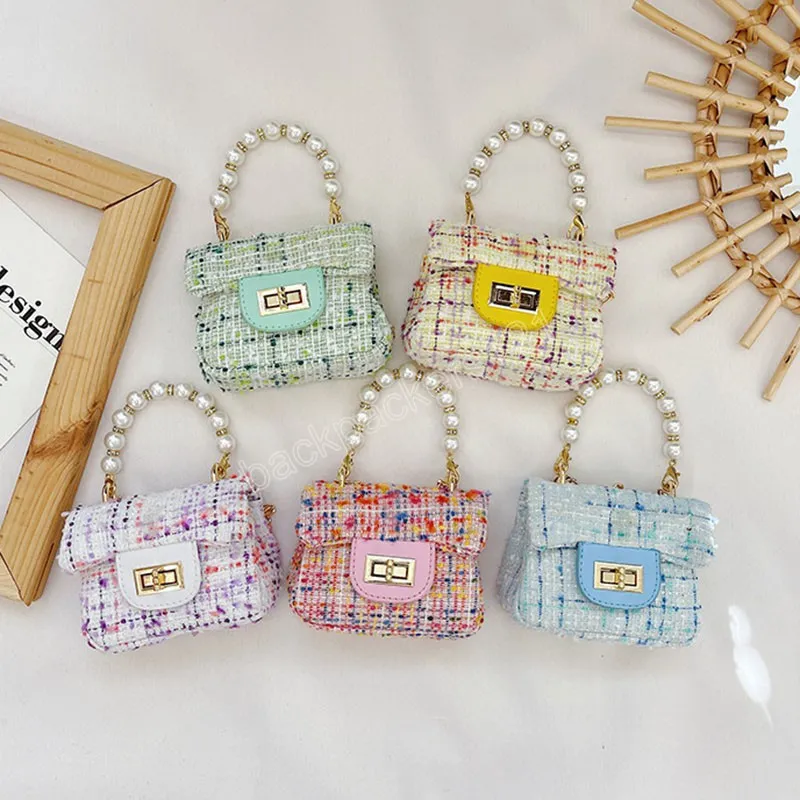 Kids Mini Clutch Bag Leuke Wollen Portemonnees en Handtassen Voor Meisjes Munt Pouch Tote Children Party Pearl Purse