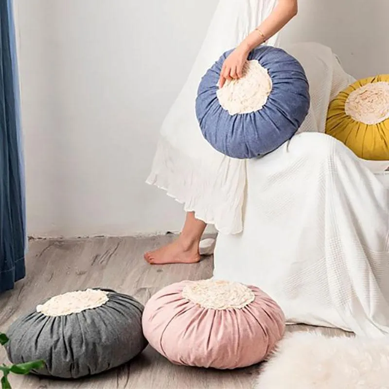 Coussin/oreiller décoratif coussin Style nordique INS dentelle fleur chaise épaissie fesses tapis peut être enlevé et lavé joli décor à la maison