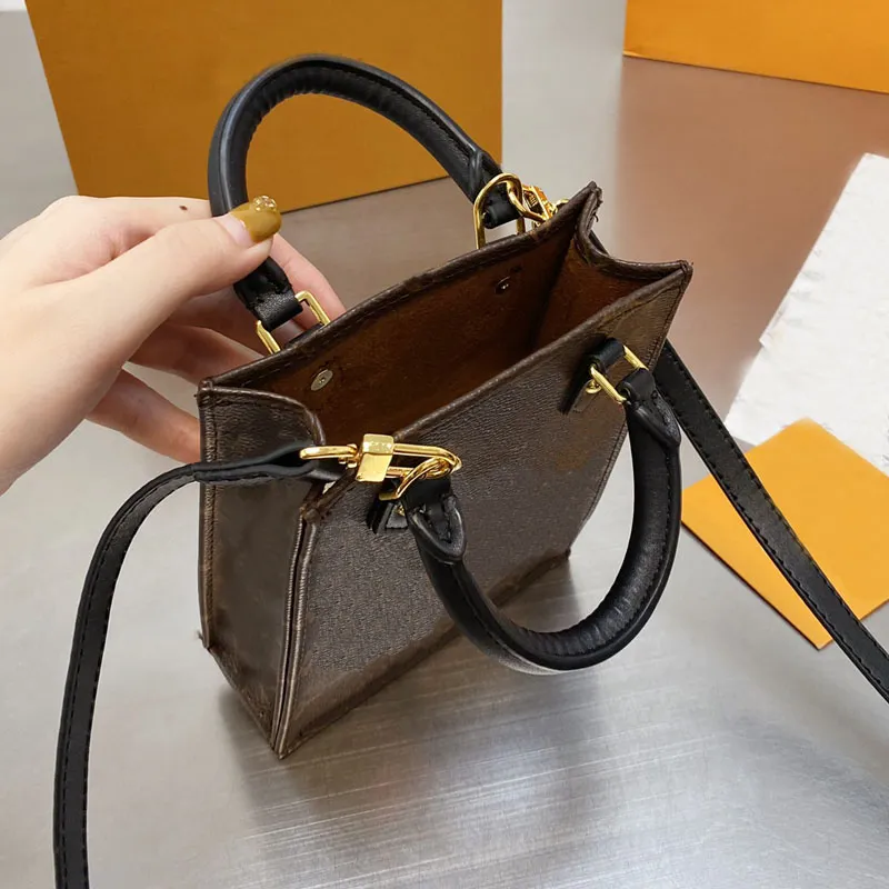 Mini Tote Shopping Bag Women Small Handbag Purse Shoulder Crossbody Bags Embossed Letter Old Flower Clutch Removable Strap Phone Pouch