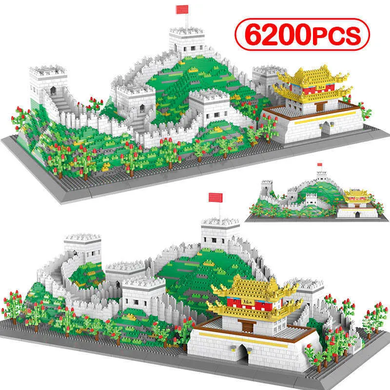 6200pcs 도시 중국 유명한 건축 만리 장성 모델 빌딩 블록 크리에이터 스트리트 뷰 하우스 미니 벽돌 장난감 어린이 x0902