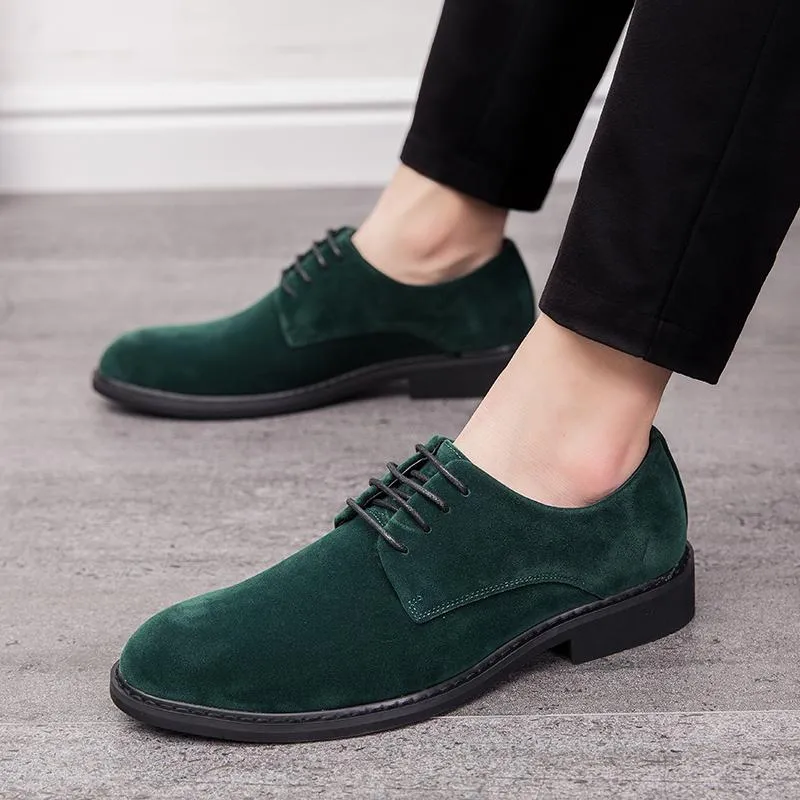Dress Shoes Luxury Designer Men Vintage Suede Green Evening Oxford
