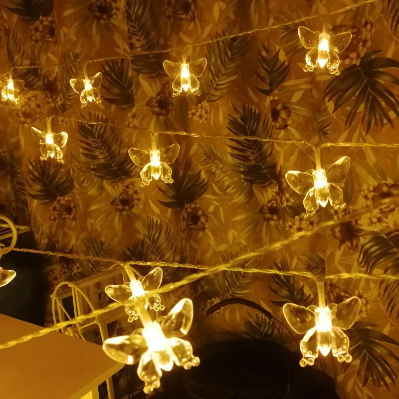 Cordes LED papillon fée lumières de noël chaîne à piles intérieur pour chambre feston année guirlande décoration de fête