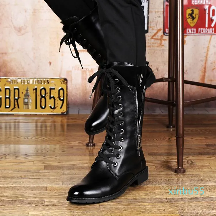 Mens knee high zipper boots shop