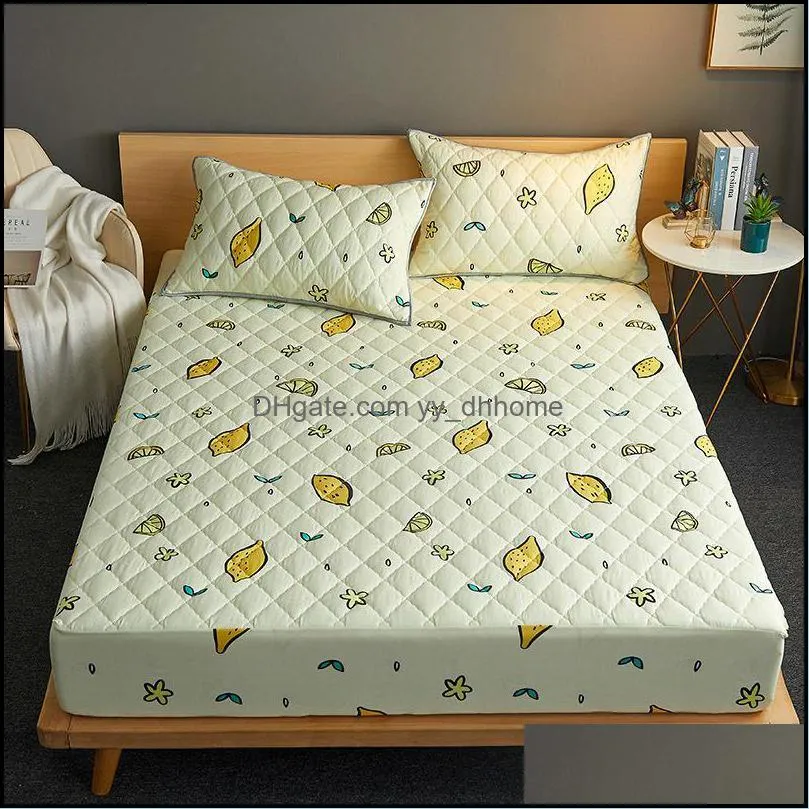 Sheets & Sets Fashion Print Quilted Bed Mattress Protector Breathable Waterproof Fitted Sheet All Seasons Cozy Bedspread Cover