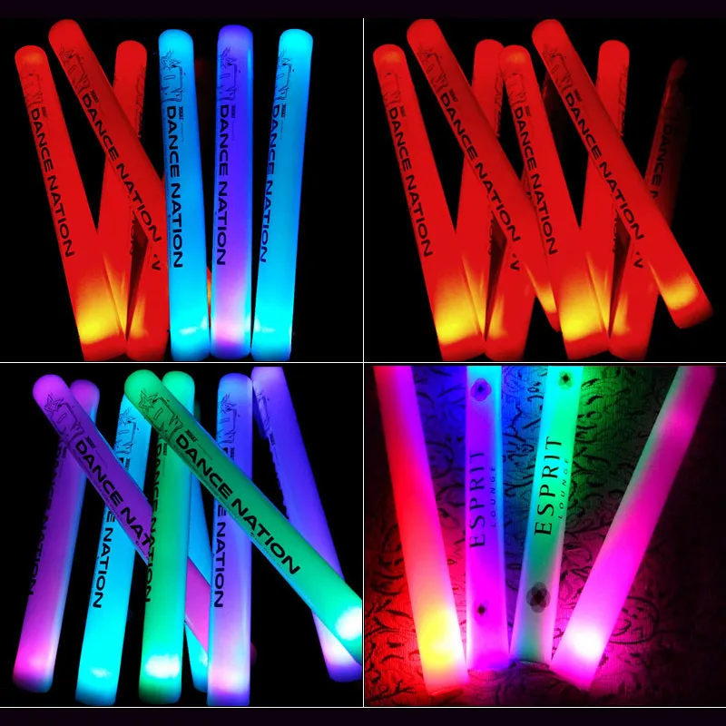 100lot Glow Sticks Light UP LED Foam Stick For Party Decoration Wedding Concert Wand Rally Cheer Stick Multi Color Flash Toy (8)