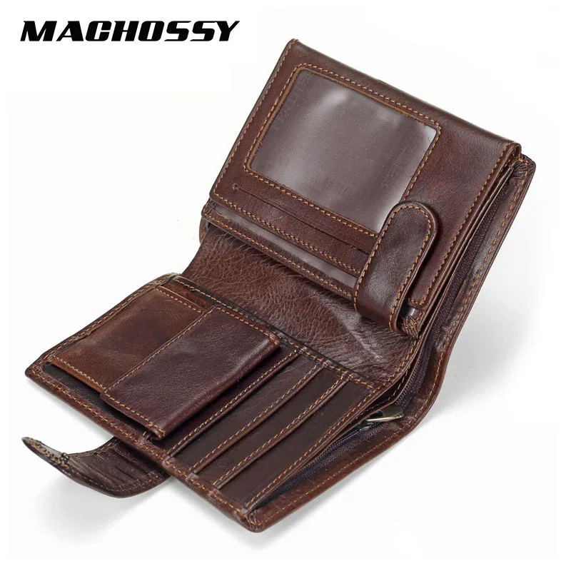 Män Plånbok Olja Vaxkohid Äkta Läder Plånböcker Myntväska Koppling Hasp Open Top Quality Short Wallet 13.5cm