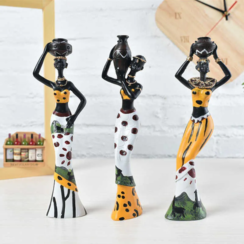 RanDal 2 Candele Figurine Africane In Resina – Statua Decorativa Donna, Portacandele Per Salotto E Camera Da Letto, Blu E Verde 21cm - 2