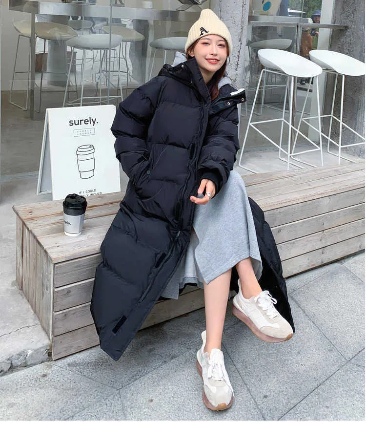 中綿 ロング コート フード ベンチコート S-2XL 2色 韓国 c1021 Long-Down-Jacket-Women-S-Coat-