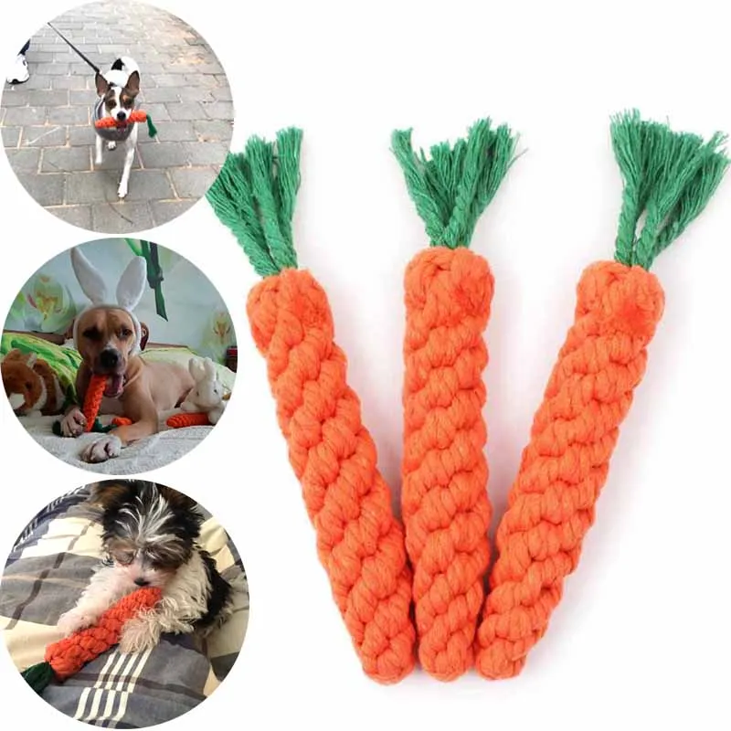 Corda a forma di carota Giocattolo per animali domestici Corda di cotone intrecciata lunga Giocattoli Pulizia dei denti di cucciolo Giocattoli da masticare Cane Outdoor Traning Divertimento da gioco Giocattoli