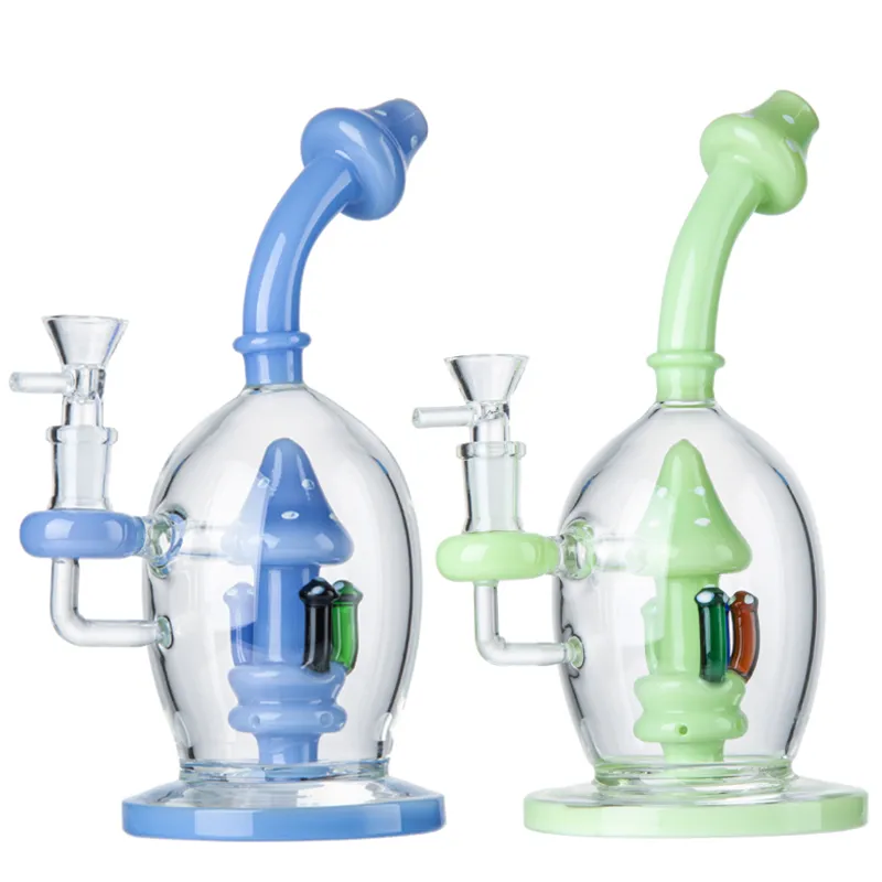 Cogumelo Hookahs bola estilo bongs tubos de água com tigela chuveiro perc perc plataformas de petróleo de petróleo de cachimbo de cachorro único fumar tubos bubbler recycler 14mm feminino articulação