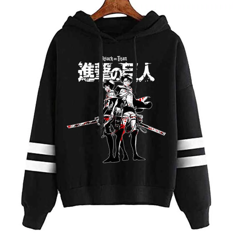 Attack on Titan AOT Hoodies Levi Ackerman Eren Jaeger Mikasa Sweatshirts Cozy Tops Pullovers Sudadera felpa moletom H1227