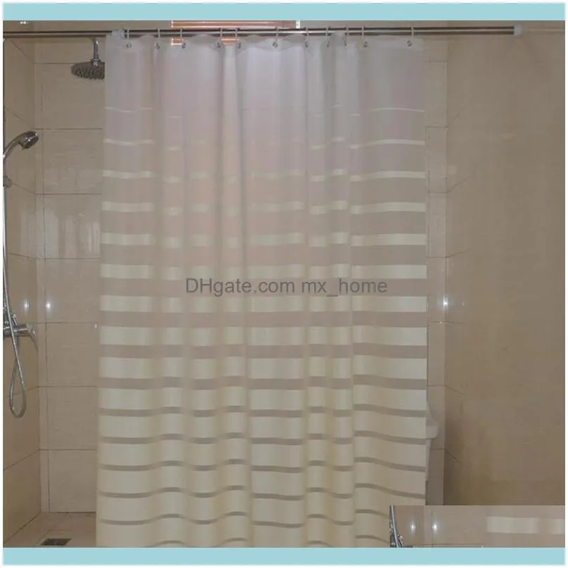 Plastic Shower Curtains PEVA White Striped Bath Screen for Home Hotel Bathroom Waterproof Mold Proof Curtain with Hooks 201127